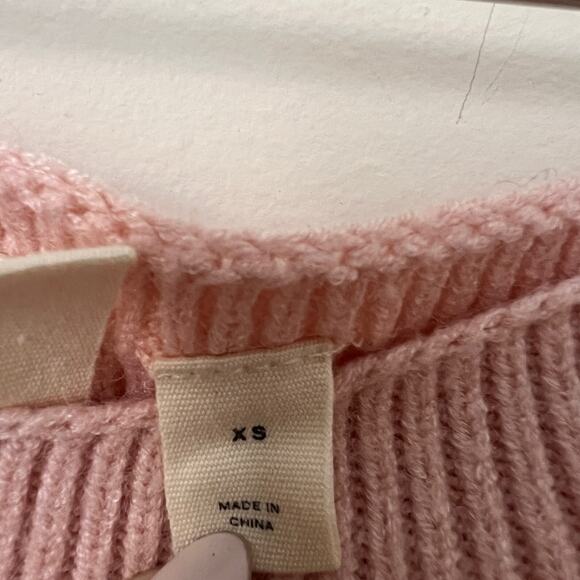 Anthropologie MOTH Off the Shoulder Boat Neck Light Pink Sweater Size XS - Picture 6 of 16